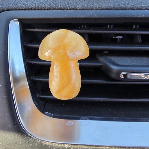 Honey Calcite Crystal Mushroom Vent Clip - Picture 1 of 3